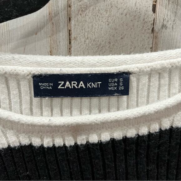 Zara Striped Cropped Distressed Boxy Oversized Sweater - Picture 4 of 9